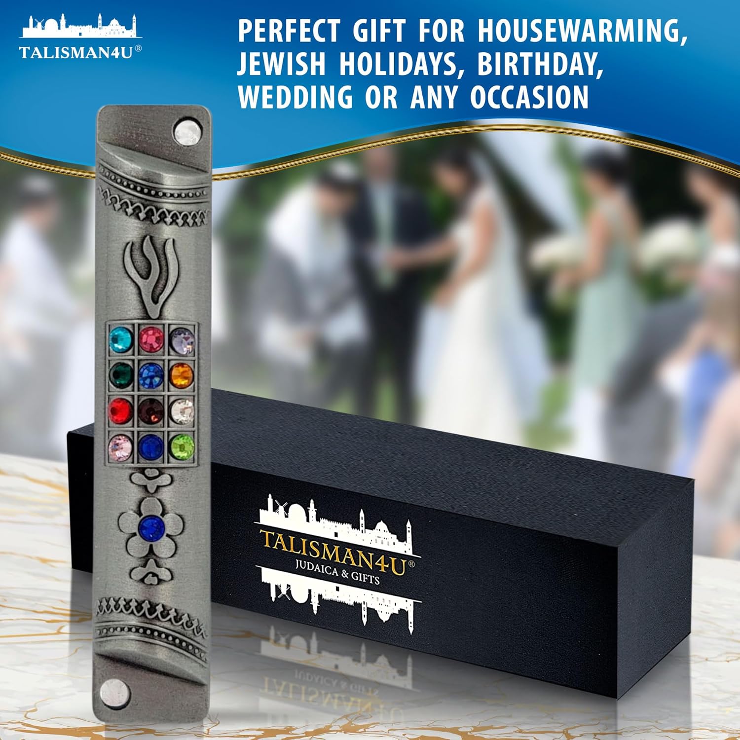 Talisman4u Pewter Mezuzah Case with Scroll 4 Inch