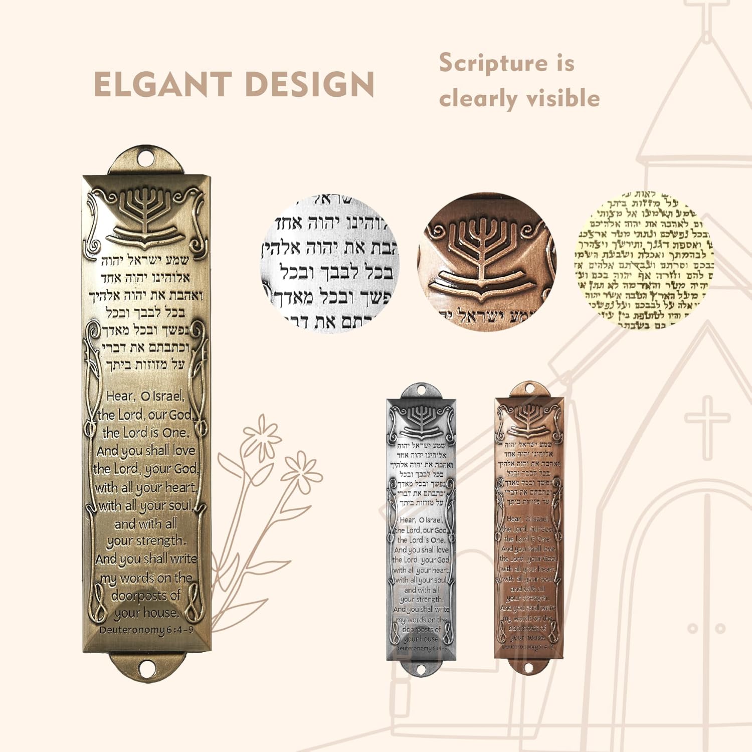 CAMATET Mezuzah with Scroll 2 Sets Antique Gold Silver