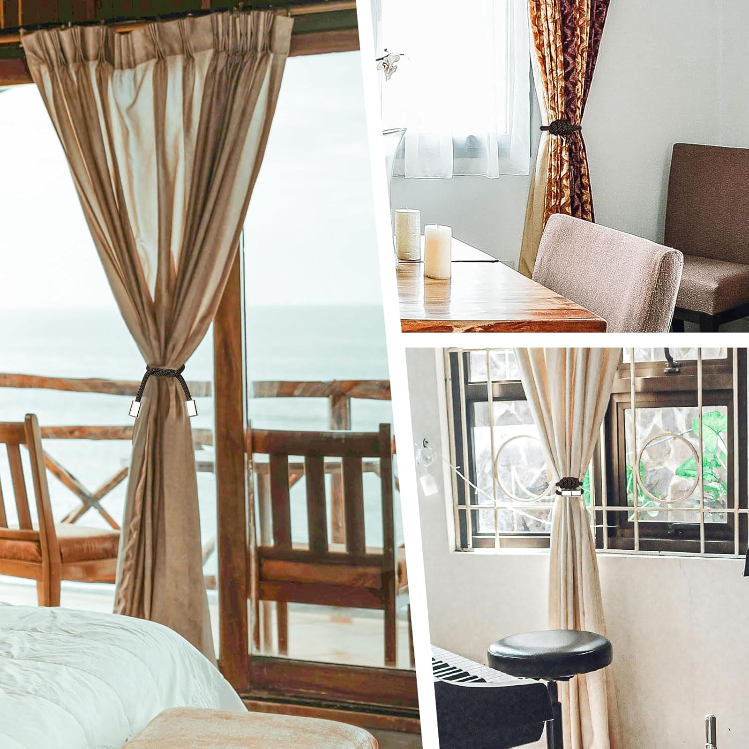 NICEEC 4 Pack Magnetic Curtain Tiebacks Modern Elegant Design