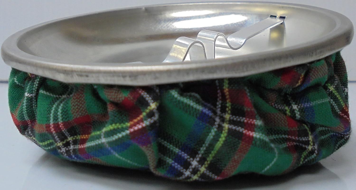 Beanbag Ashtray in Green Plaid Material 1