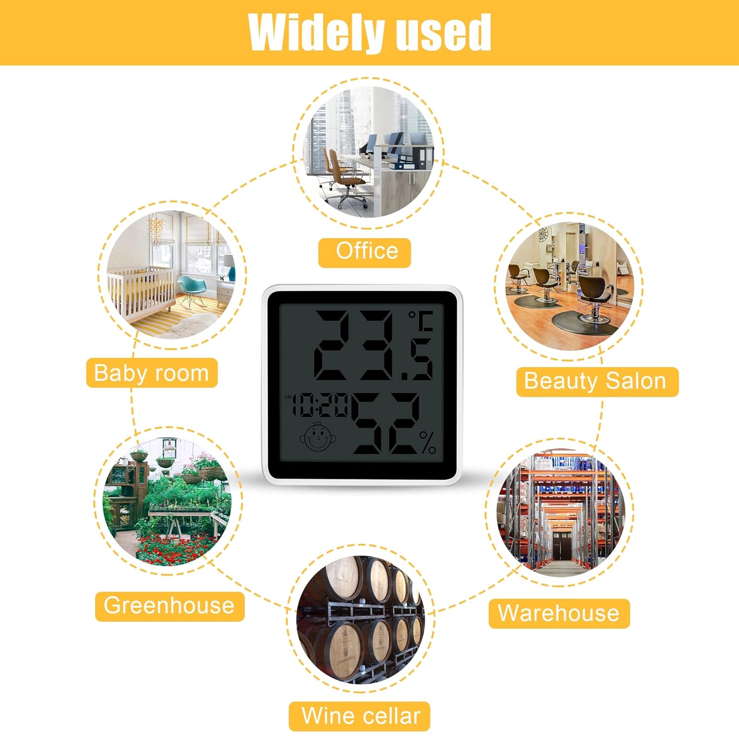 Indoor Thermometer Hygrometer with Alarm Clock Display