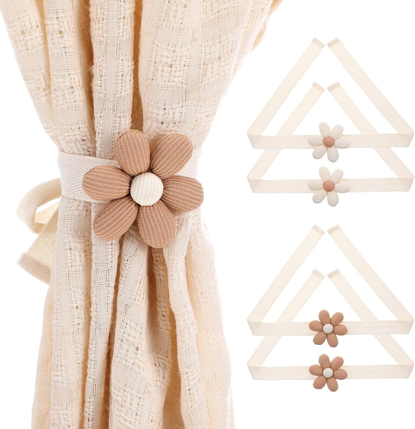 4PCS Dual-Tone Floral Curtain Tiebacks Boho Style