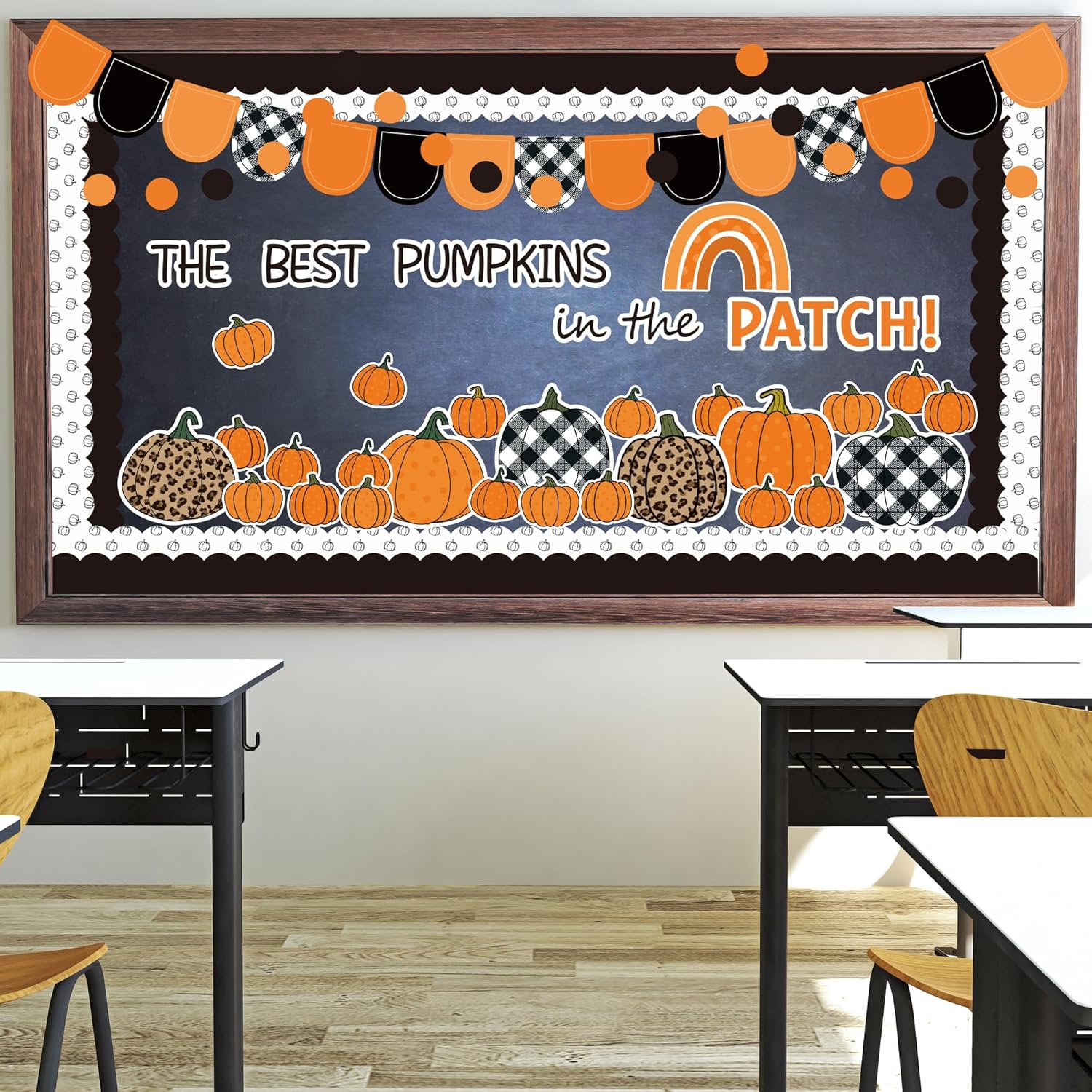 Haooryx Fall Pumpkin Decor Bulletin Board Set