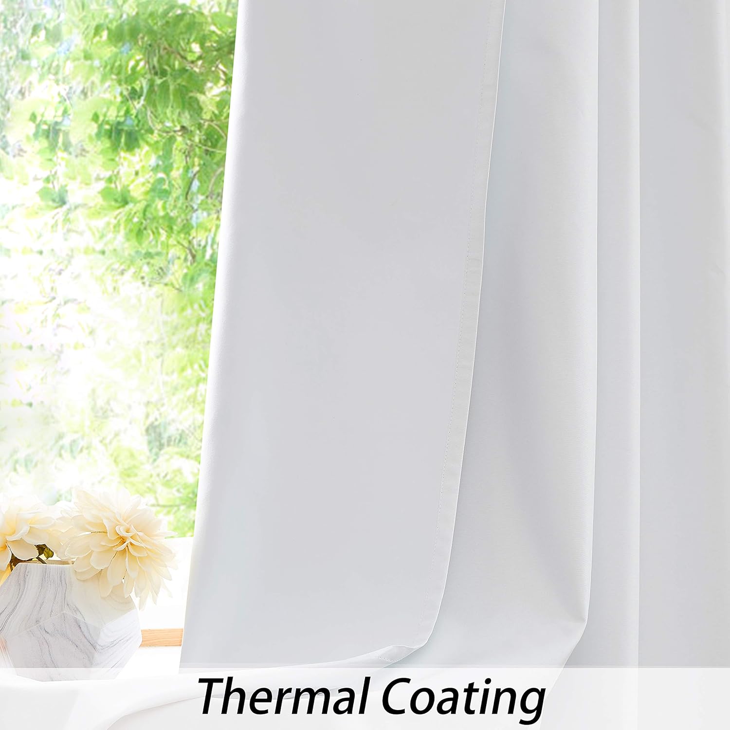White Full Blackout Curtain Liner Panel Rod Pocket for Bedroom