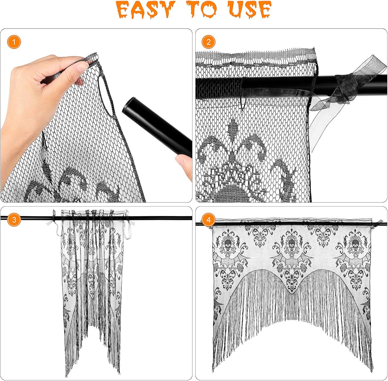 Amosfun Halloween Door Skull Curtain Decor