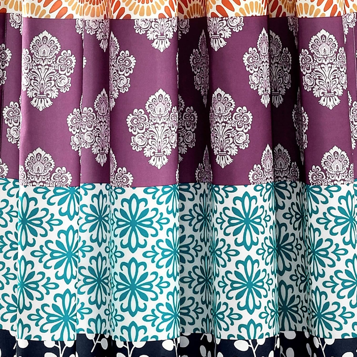 Lush Decor Bohemian Stripe Curtain Panels 52x63 Fuchsia Orange
