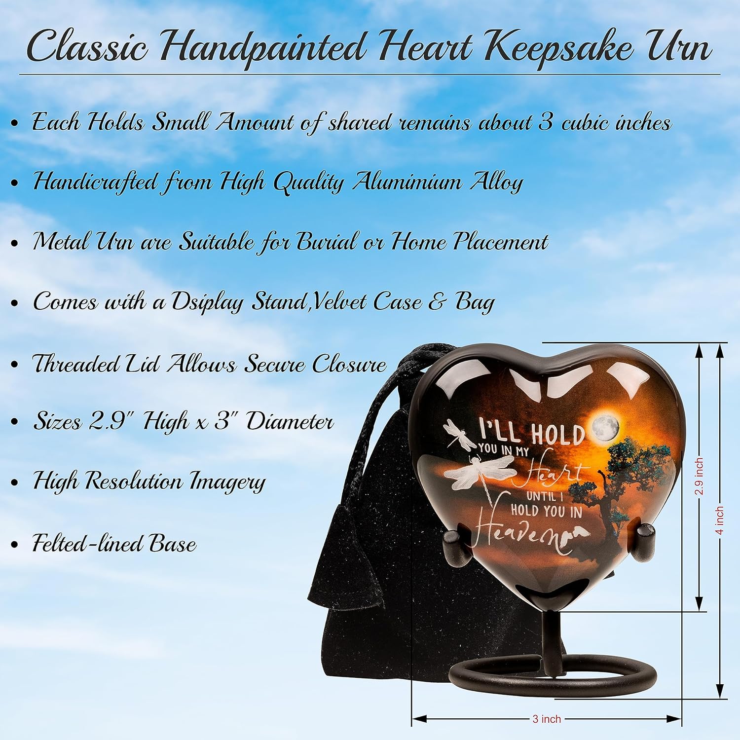 Amaira Memorial Heart Keepsake Urn for Ashes