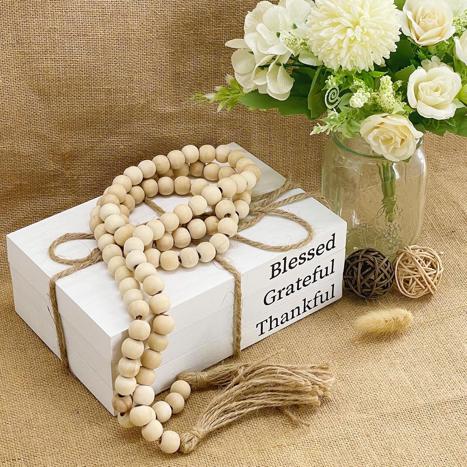LIAQICHA Decorative Books with Wooden Bead Tassel 58 in