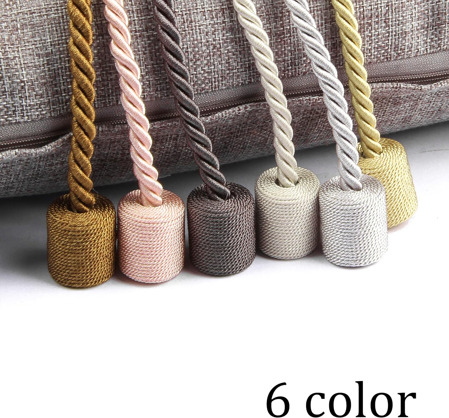 BEL AVENIR Magnetic Curtain Holdbacks Tassel Rope Coffee