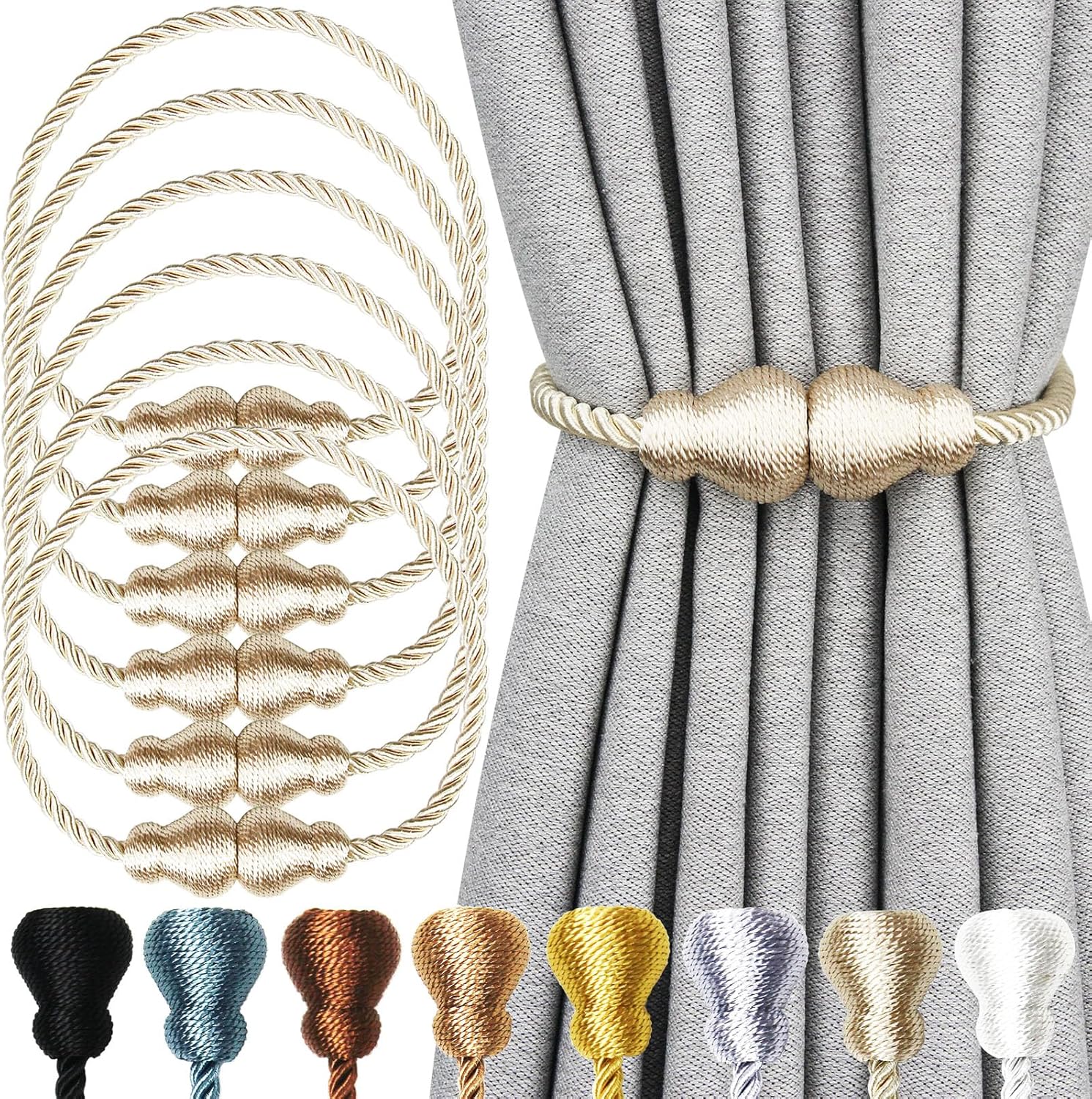 Magnetic Curtain Holders 6 Pack for Window Treatments