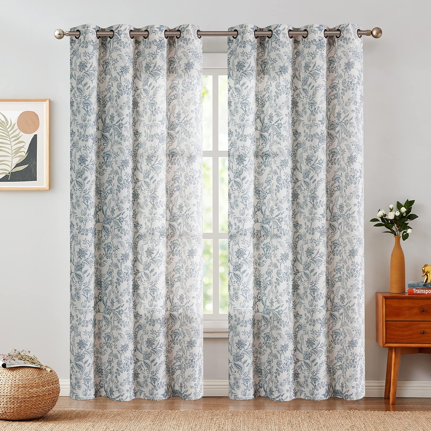 Lazzzy Linen Curtains 2 Panels 84 Inch Length Grommet Top
