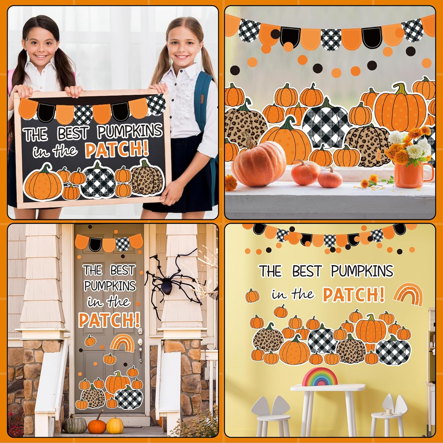 Haooryx Fall Pumpkin Decor Bulletin Board Set