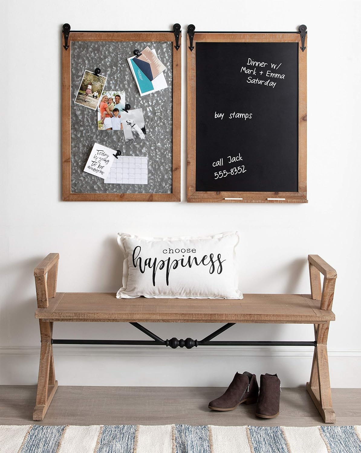 Kate and Laurel Modern Farmhouse Memo Board with Magnetic Surface