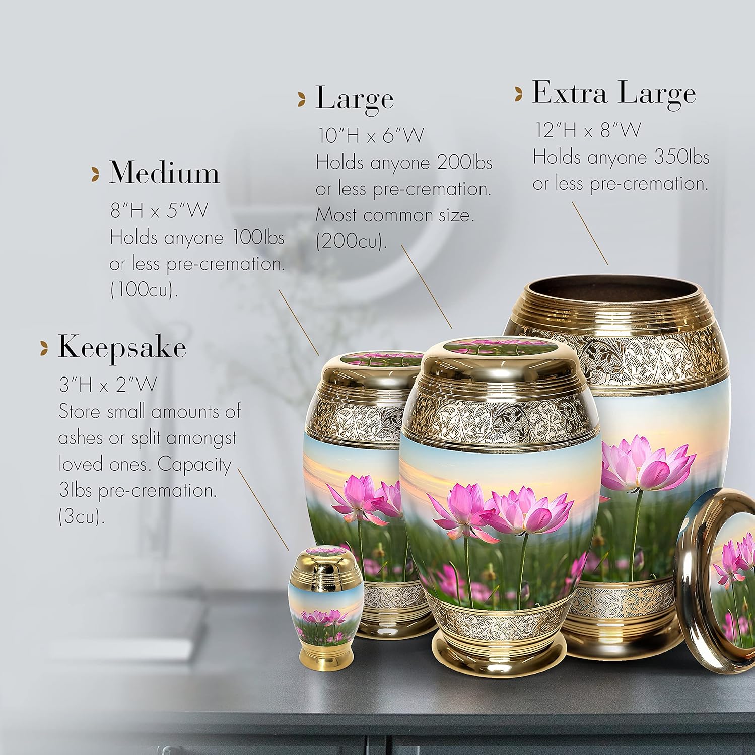 Lotus Tranquility Cremation Urn for Ashes