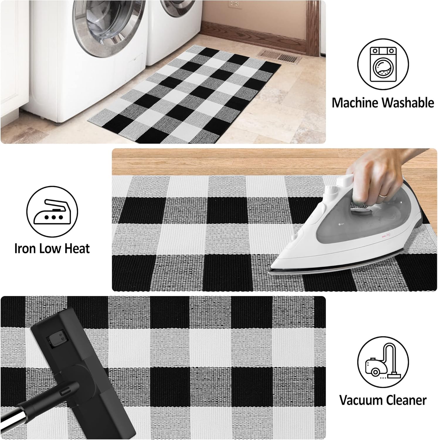 Buffalo Plaid 2x3 Outdoor Rug Black White Checkered