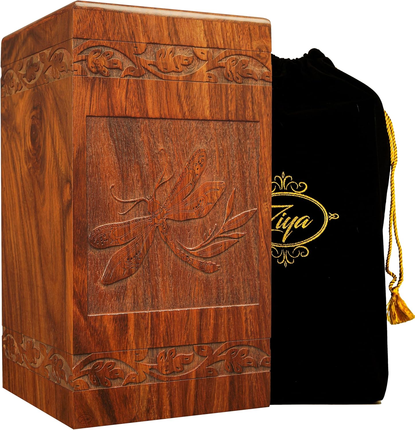 Ziya Large Wood Urn for Human Ashes 250 lbs