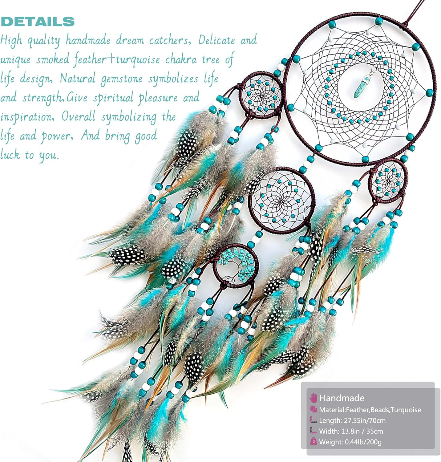 Handmade Woven Turquoise Dream Catcher Wall Hanging Decor