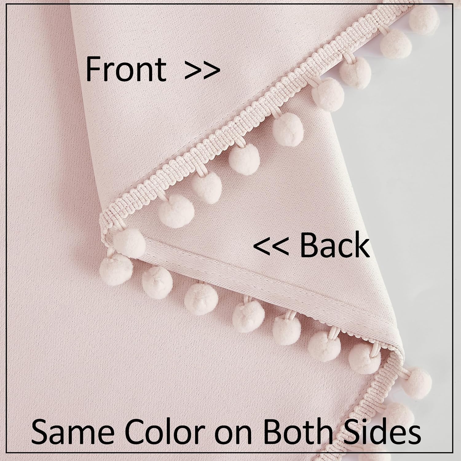Treatmentex Pom-Pom Pink Half-Blackout Curtains 2 Panels Rod Pocket