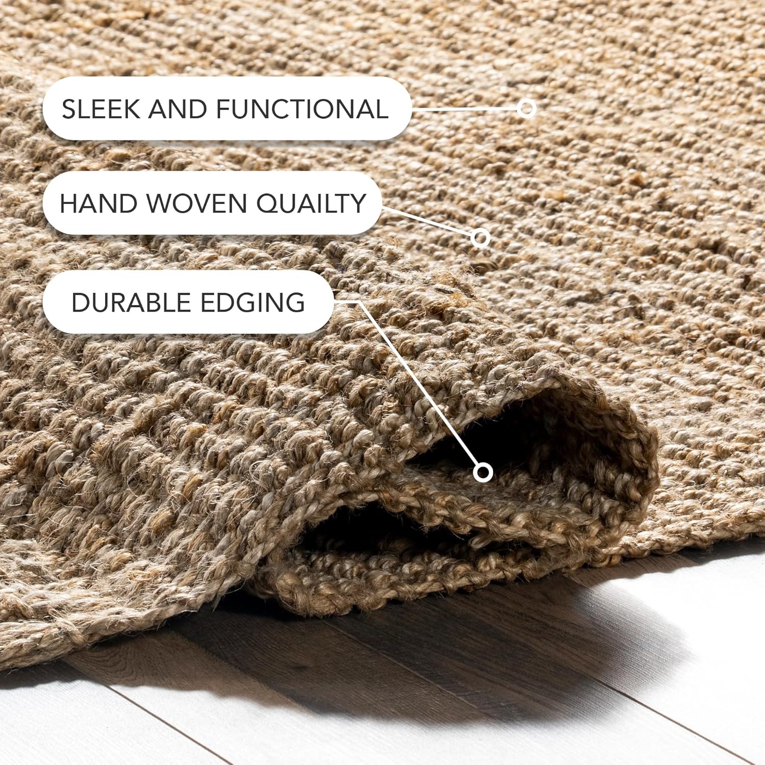nuLOOM 3x5 Jute Tassel Area Rug Natural Farmhouse Style