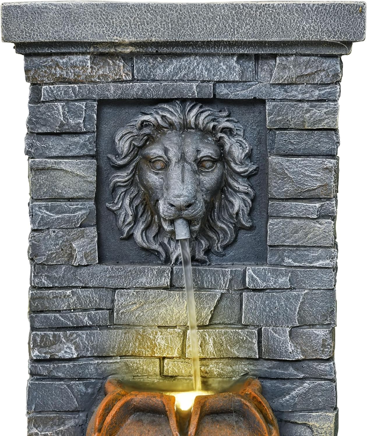 3228 Outdoor Lion Head Water Fountain with Lights