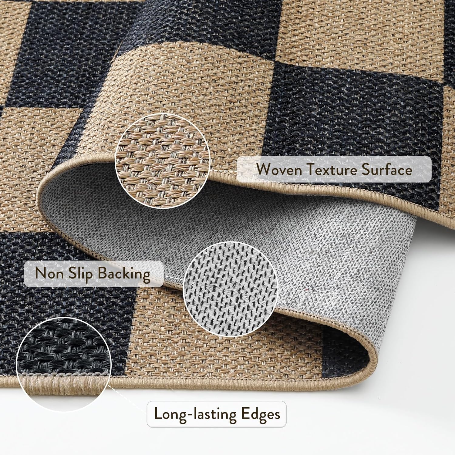 Lahome Checkered Jute Inspired Rug 2x8