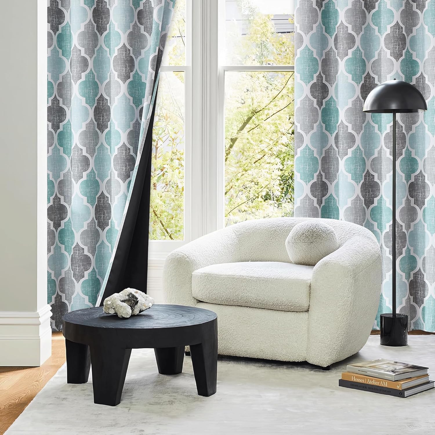 Beauoop Blackout Curtains 50x84 2 Panels Aqua Grey