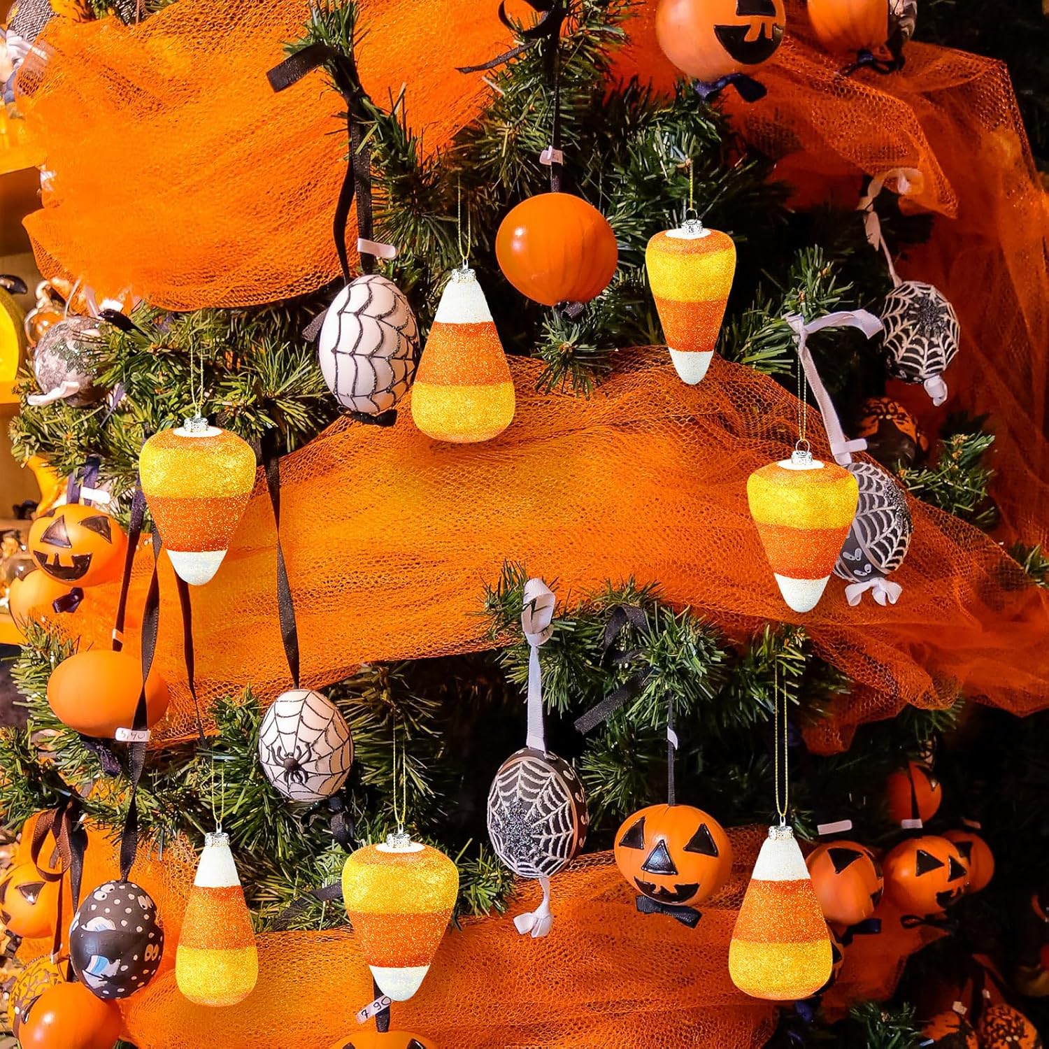 12 Pcs Halloween 3D Glitter Candy Corn Hanging Ornaments