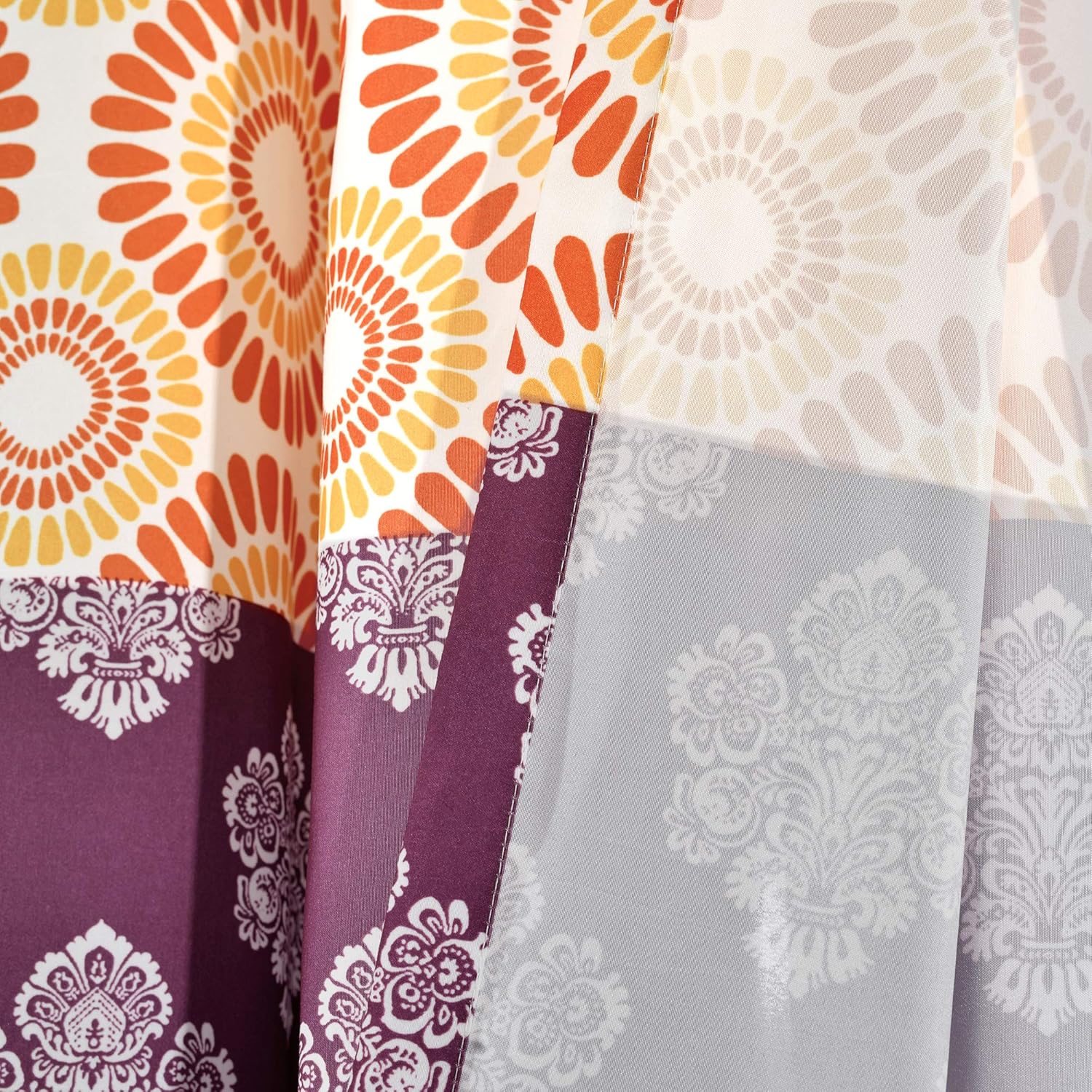 Lush Decor Bohemian Stripe Curtain Panels 52x63 Fuchsia Orange
