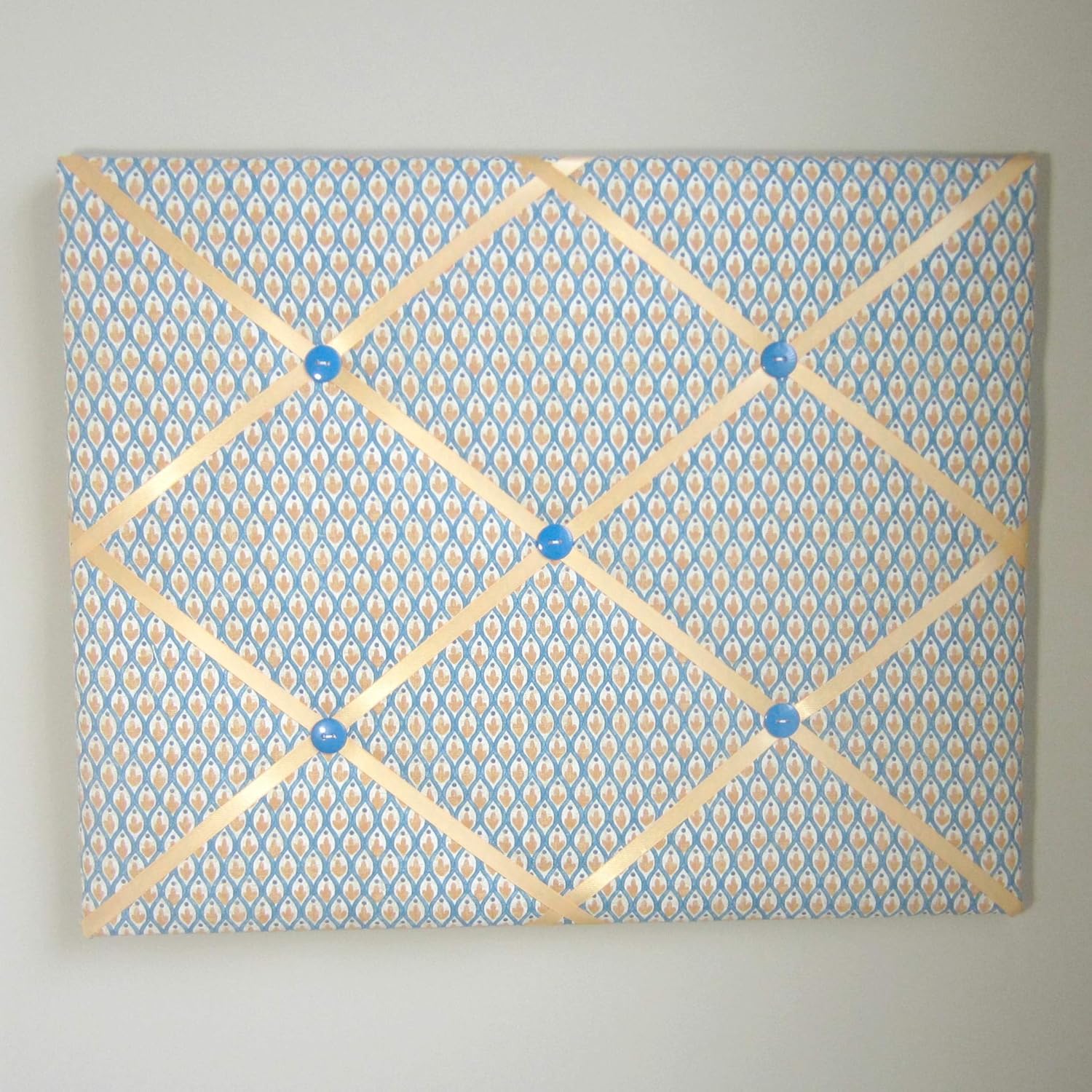 16 x 20 French Memory Board Blue Gold Bow Design