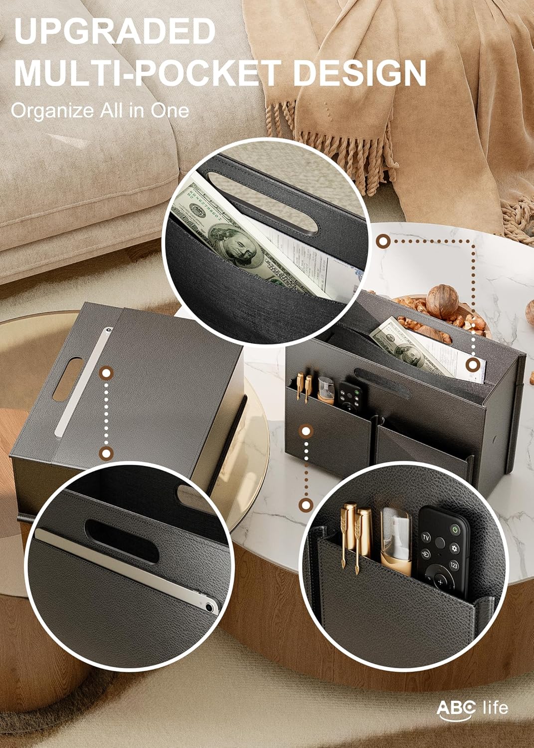 ABC Life Foldable Magazine Rack Black