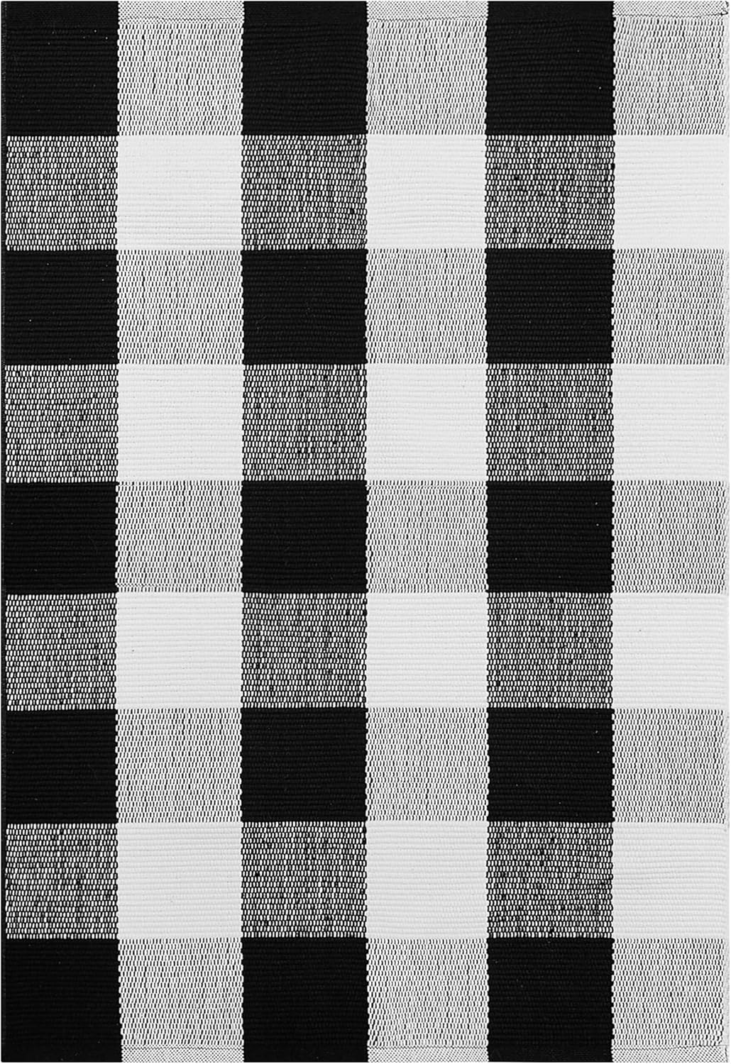 Buffalo Plaid 2x3 Outdoor Rug Black White Checkered