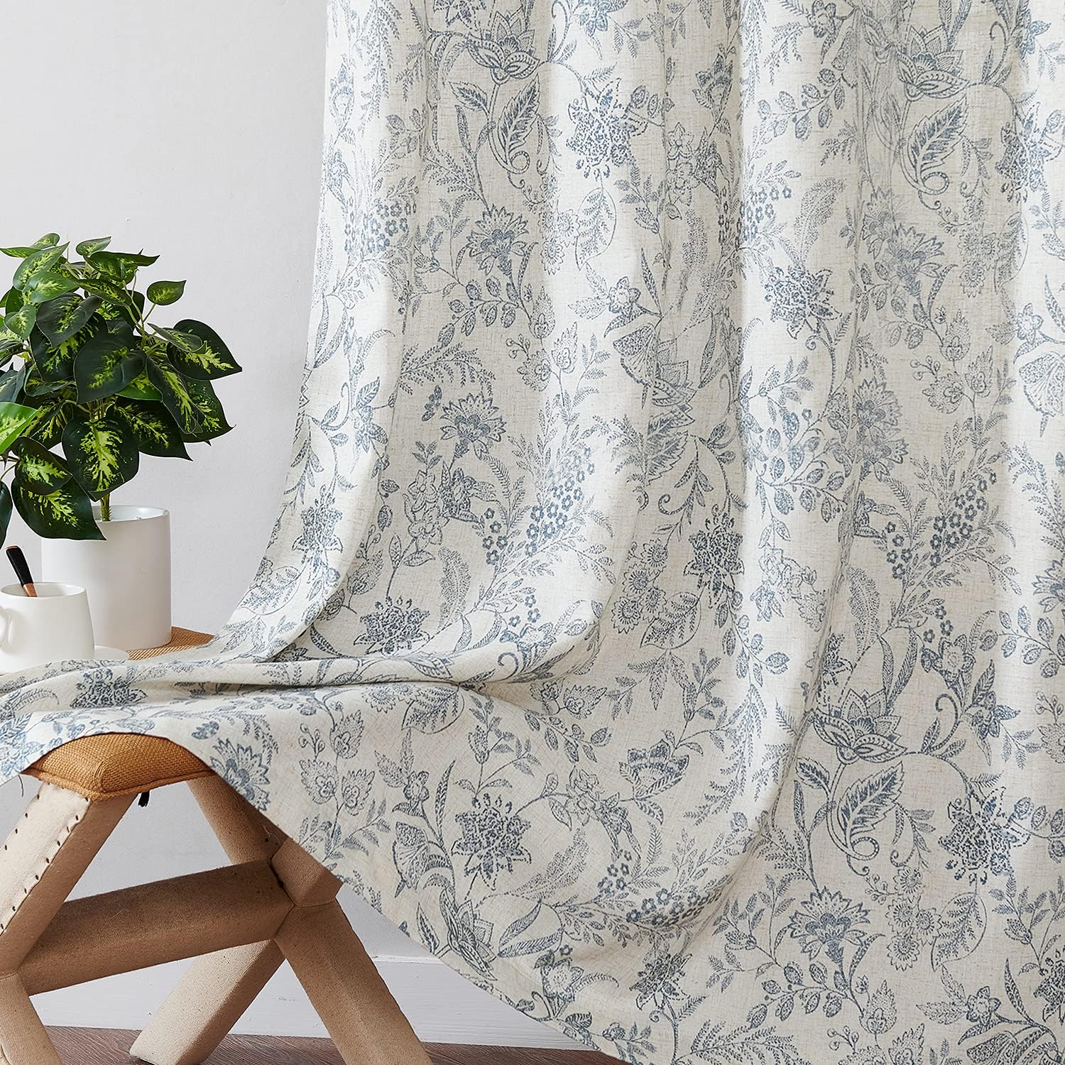 Lazzzy Linen Curtains 2 Panels 84 Inch Length Grommet Top