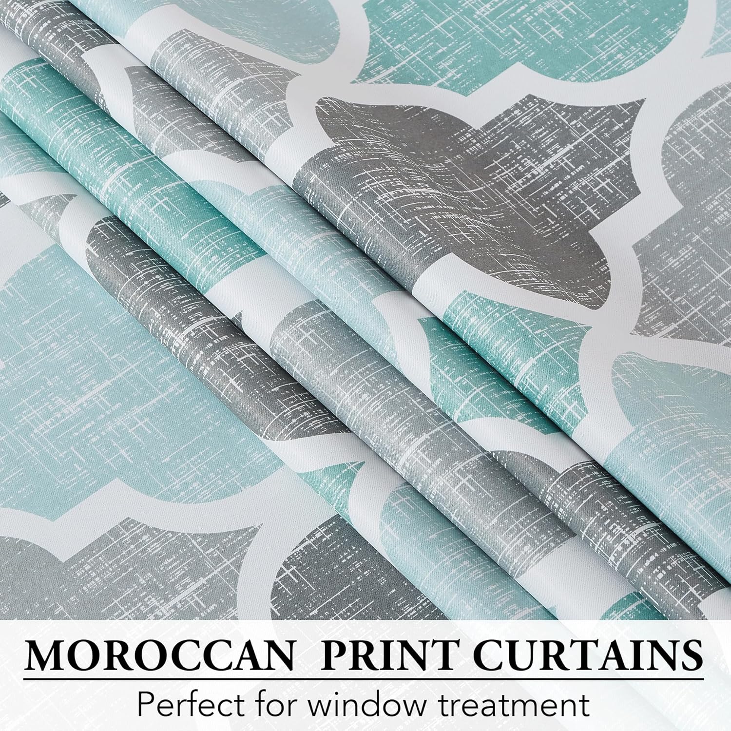 Beauoop Blackout Curtains 50x84 2 Panels Aqua Grey