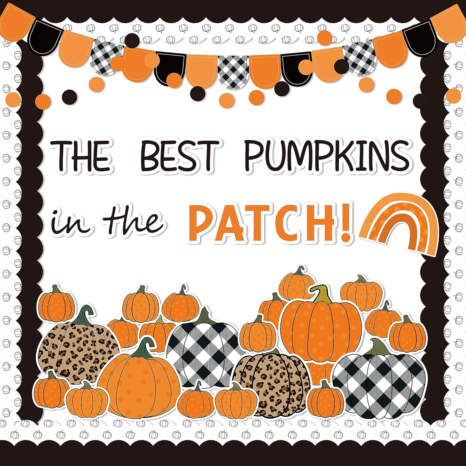 Haooryx Fall Pumpkin Decor Bulletin Board Set
