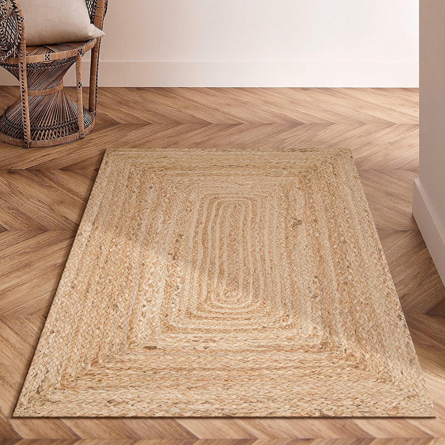 Natural Jute Rug 2x3 Ft Handmade for Livingroom Bedroom