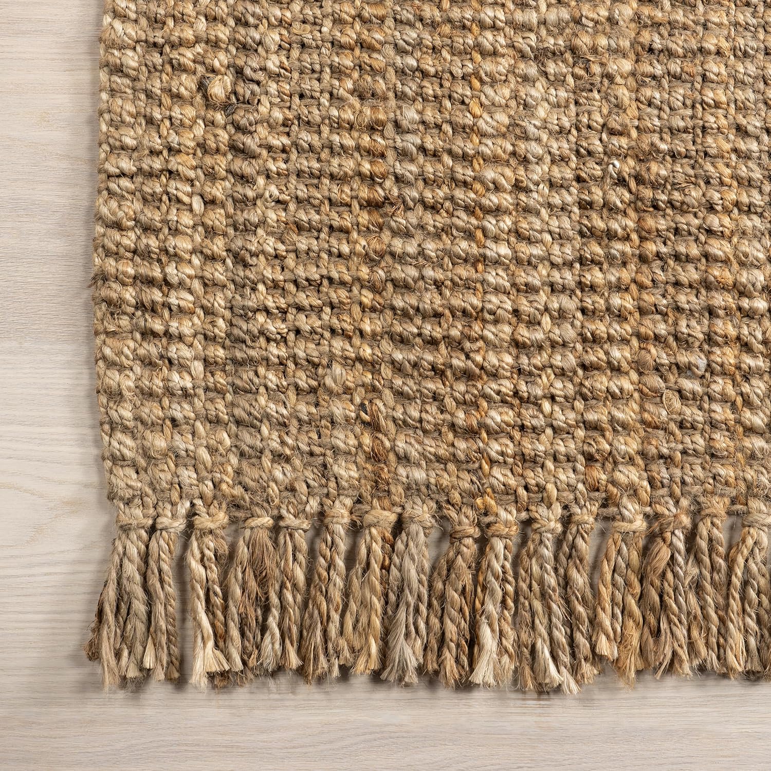 nuLOOM 3x5 Jute Tassel Area Rug Natural Farmhouse Style