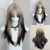 Ombre Blonde Black Synthetic Layered Wig