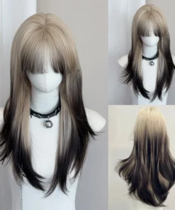 Ombre Blonde Black Synthetic Layered Wig